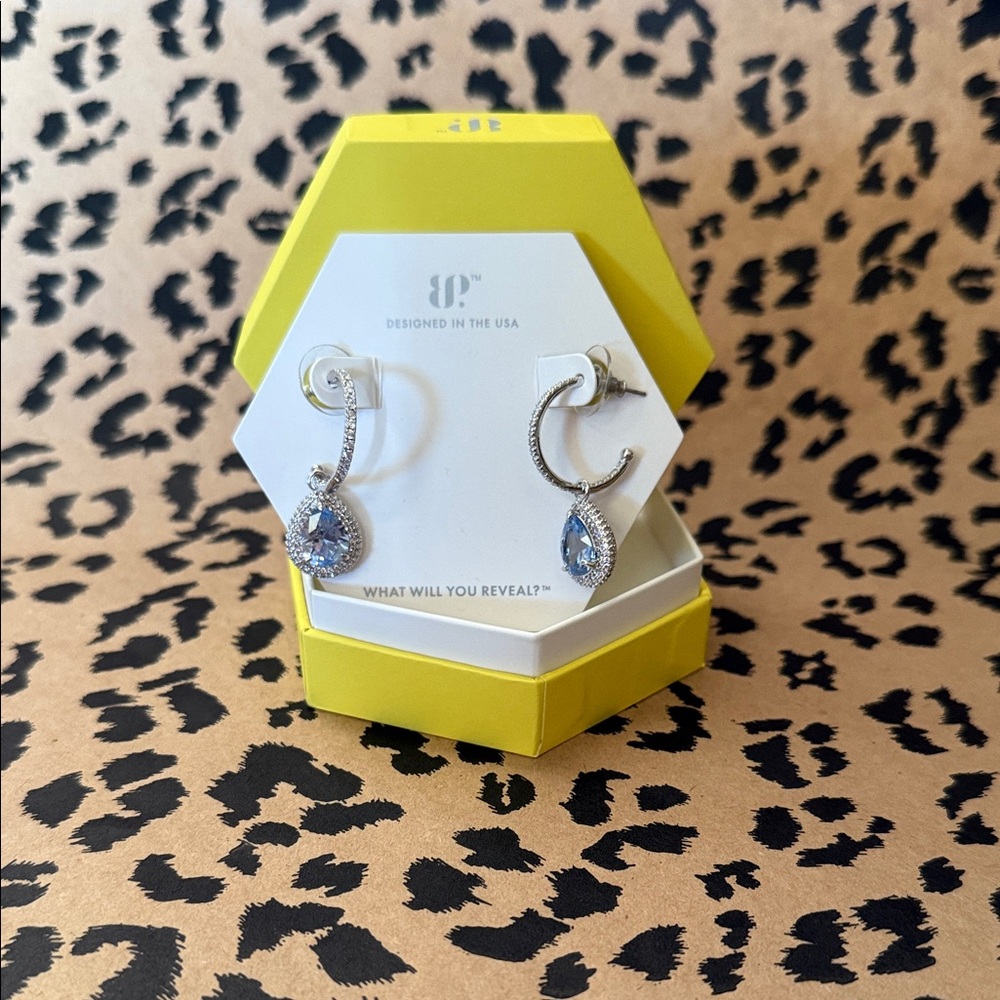 BP The Delilah Earrings
Lab created aquamarine spinel on rhodium plating